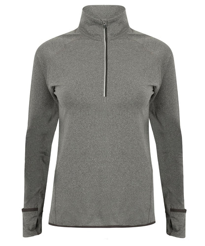 Tombo WomenS Long Sleeved Zip Top TL563 - Grey Marl - Customisable Sports Overtops