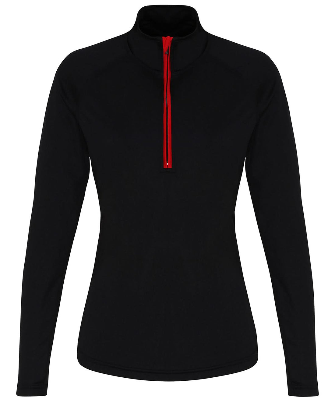 TriDri Tridri WomenS Long Sleeve Performance Zip TR120 - Black Red - Customisable Sports Overtops