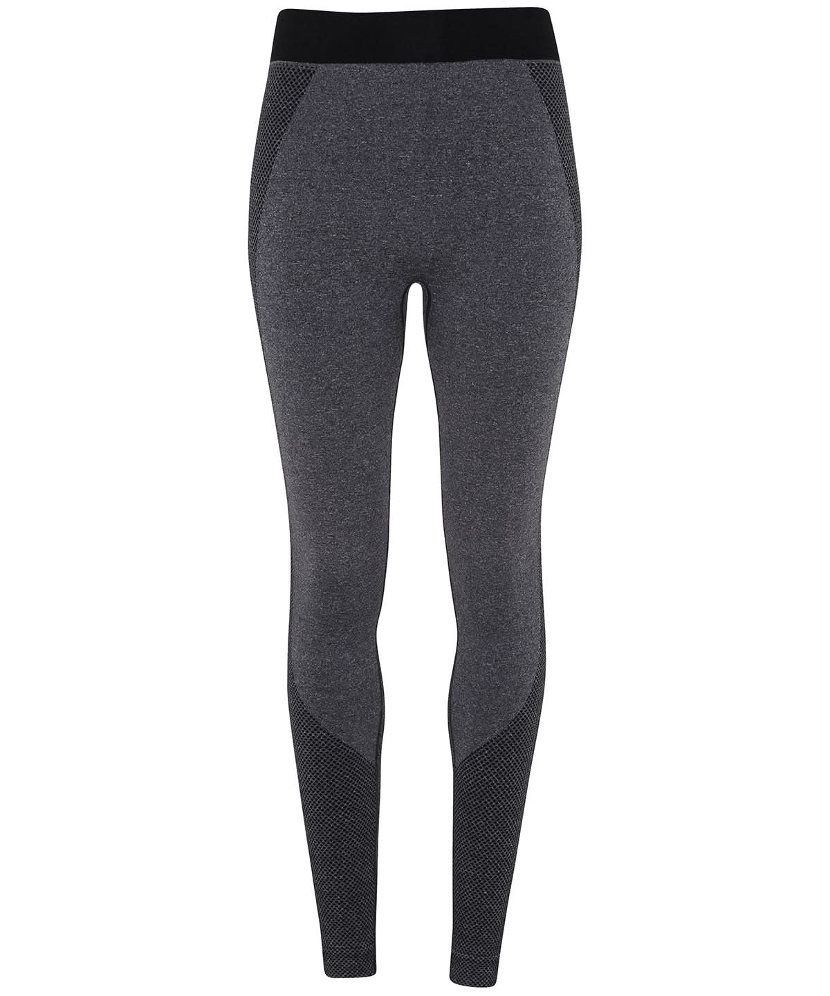 TriDri Tridri WomenS Seamless 3D Fit Multi Sport Sculpt Leggings TR212 - Black Melange - Customisable Leggings