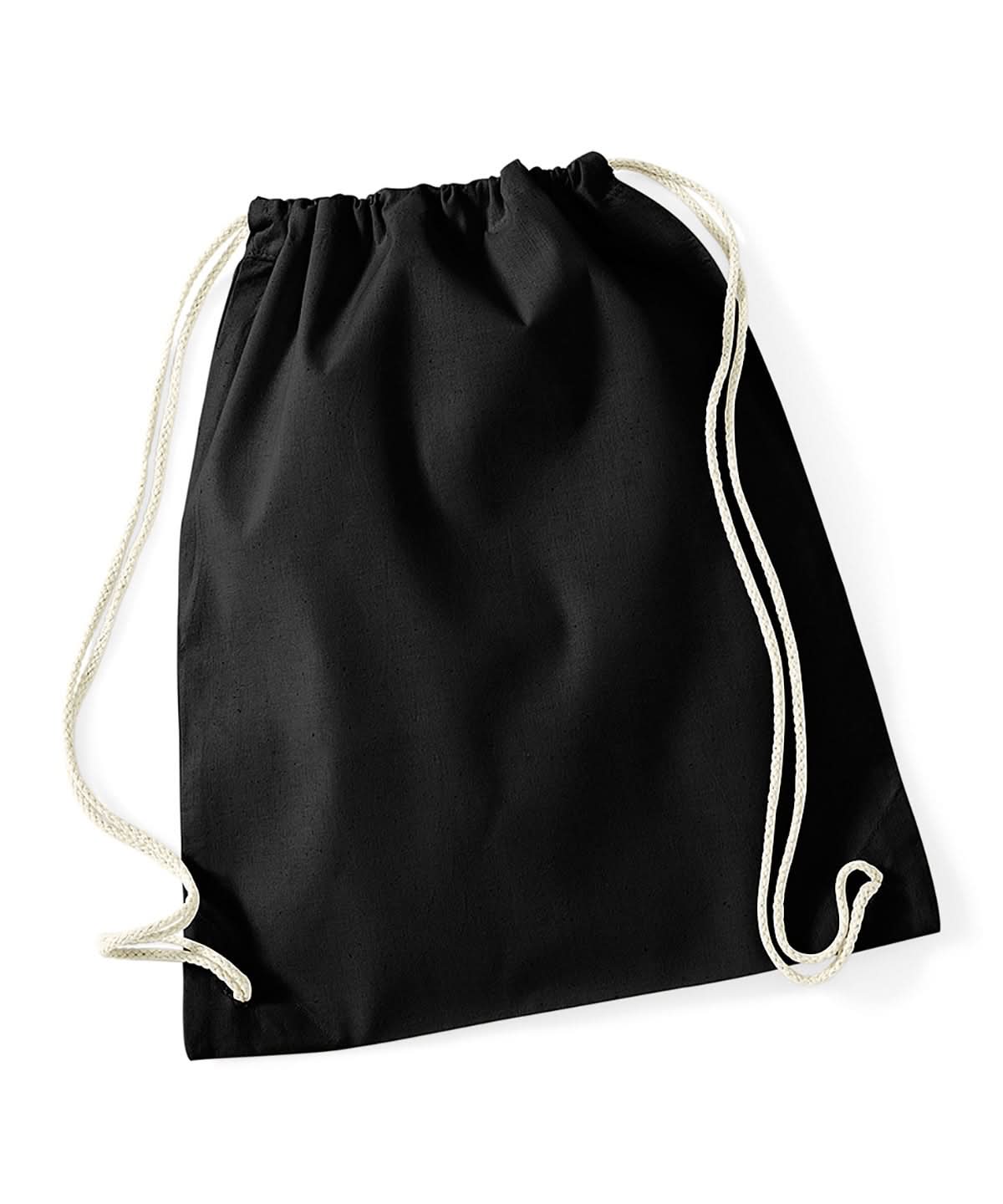 Westford Mill Cotton Gymsac WM110 - Black One size - Customisable Bags