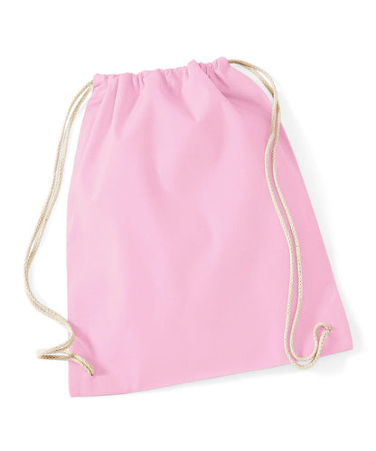 Westford Mill Cotton Gymsac WM110 - Classic Pink White One size - Customisable Bags