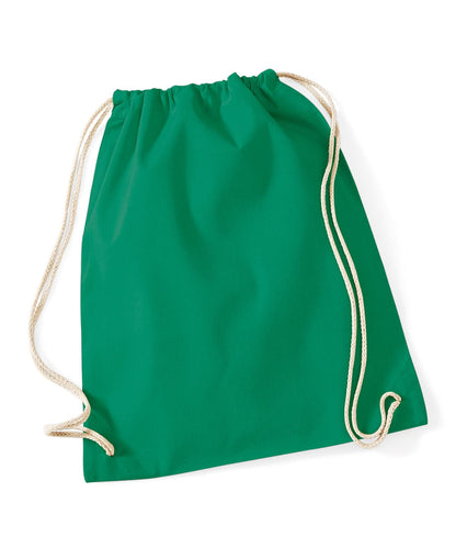 Westford Mill Cotton Gymsac WM110 - Kelly Green One size - Customisable Bags