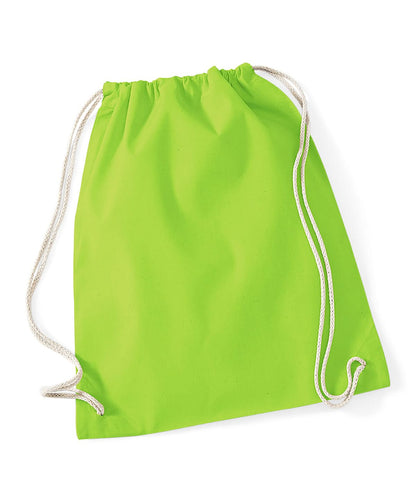 Westford Mill Cotton Gymsac WM110 - Lime Green One size - Customisable Bags
