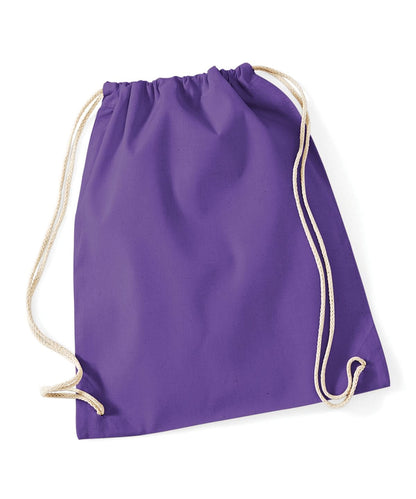 Westford Mill Cotton Gymsac WM110 - Purple One size - Customisable Bags