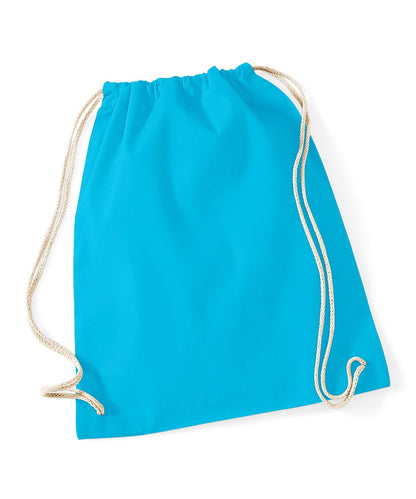 Westford Mill Cotton Gymsac WM110 - Surf Blue One size - Customisable Bags