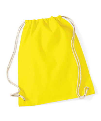 Westford Mill Cotton Gymsac WM110 - Yellow One size - Customisable Bags