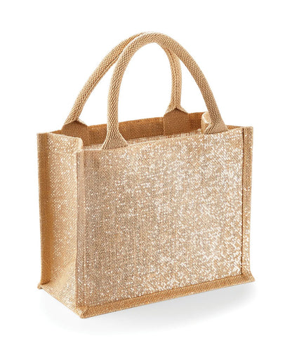 Westford Mill Shimmer Jute Mini Gift Bag WM431 - Natural Gold One Size - Customisable Bags