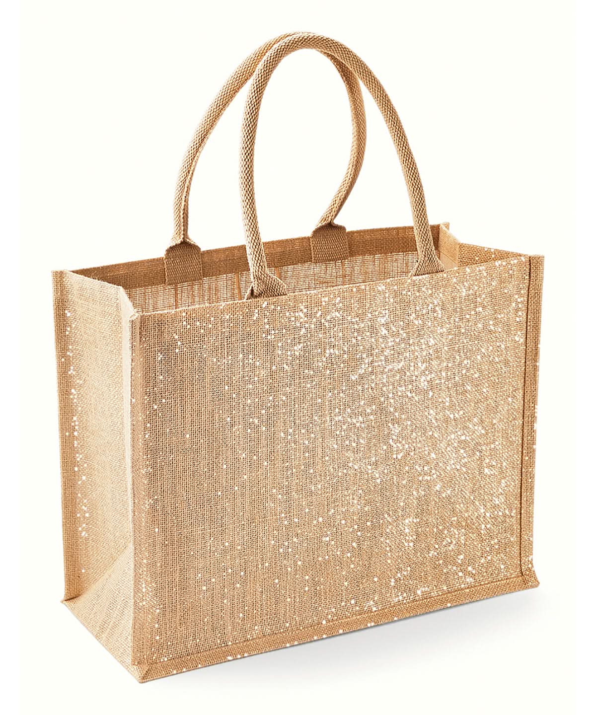 Westford Mill Shimmer Jute Shopper WM437 - Natural Gold One Size - Customisable Bags