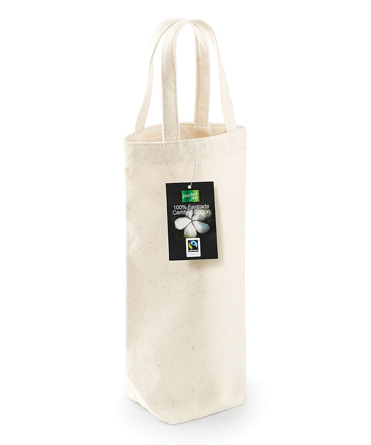 Westford Mill Fairtrade Cotton Bottle Bag WM620 - Natural One size - Customisable Bags