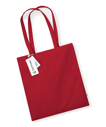 Westford Mill Earthaware Organic Bag For Life WM801 - Classic Red One size - Customisable Bags