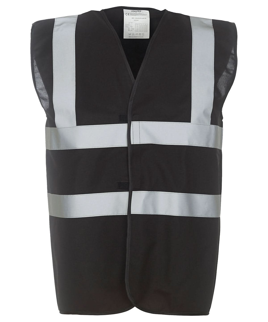 Yoko Hi vis 2 band and braces waistcoat HVW100 Black YK001 - Black - Customisable Hi-Vis Vest