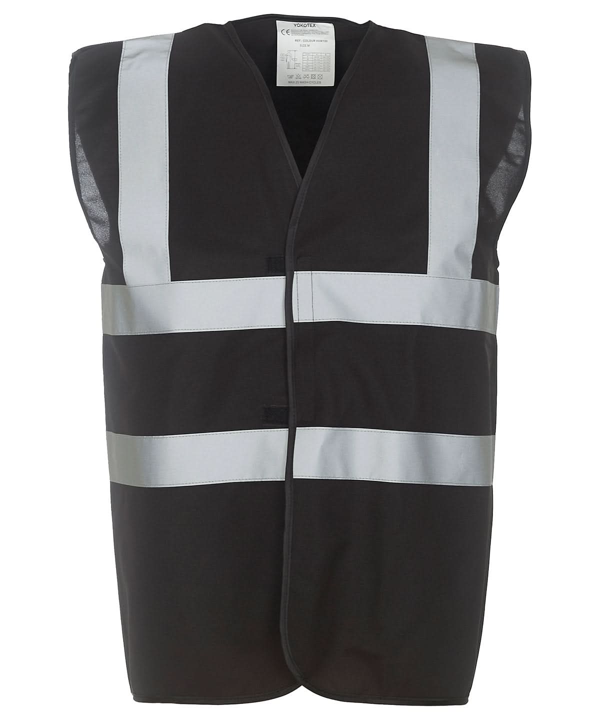 Yoko Hi vis 2 band and braces waistcoat HVW100 Black YK001 - Black - Customisable Hi-Vis Vest