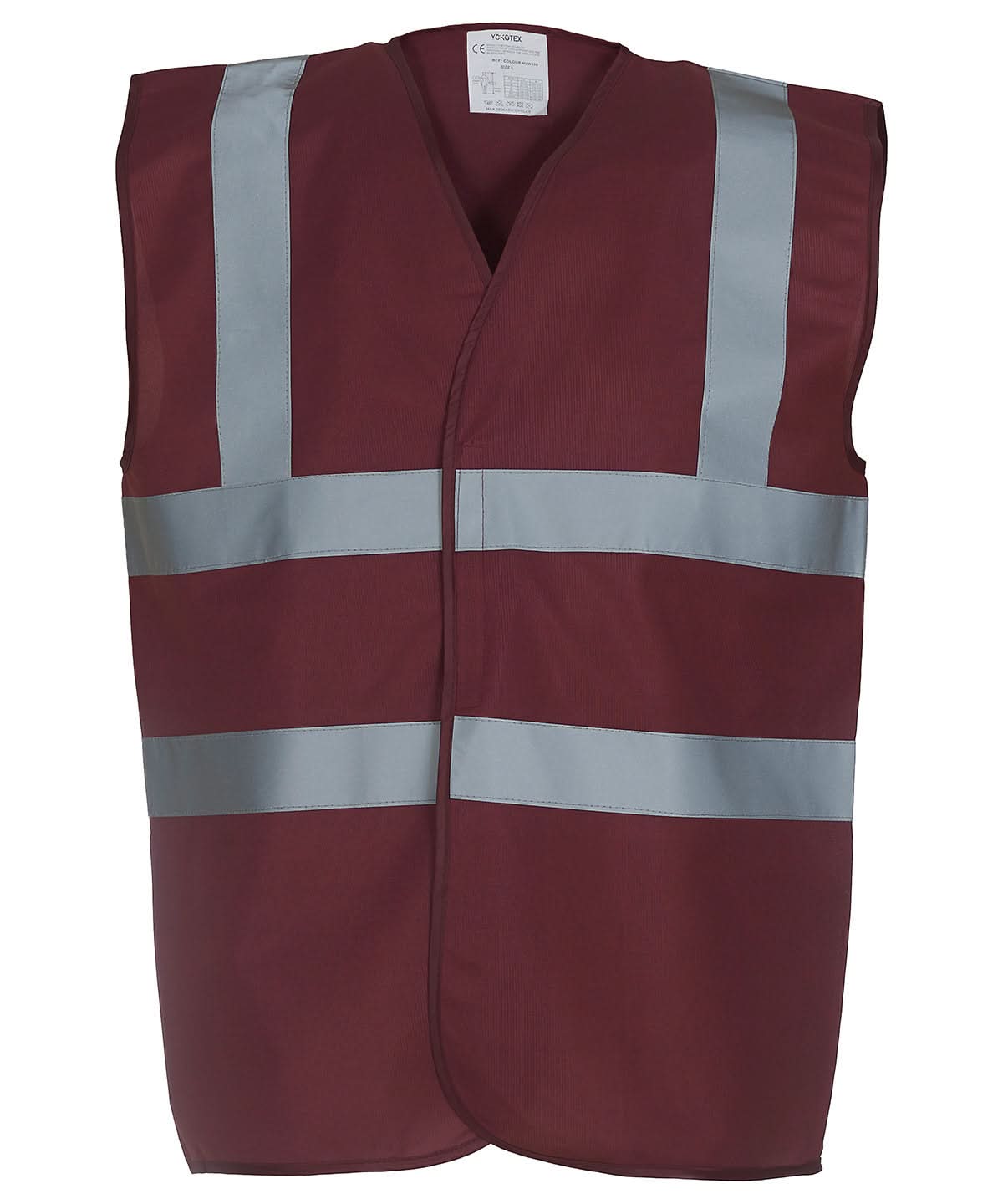 Yoko Hi vis 2 band and braces waistcoat HVW100 Maroon YK001 - Maroon - Customisable Hi-Vis Vest