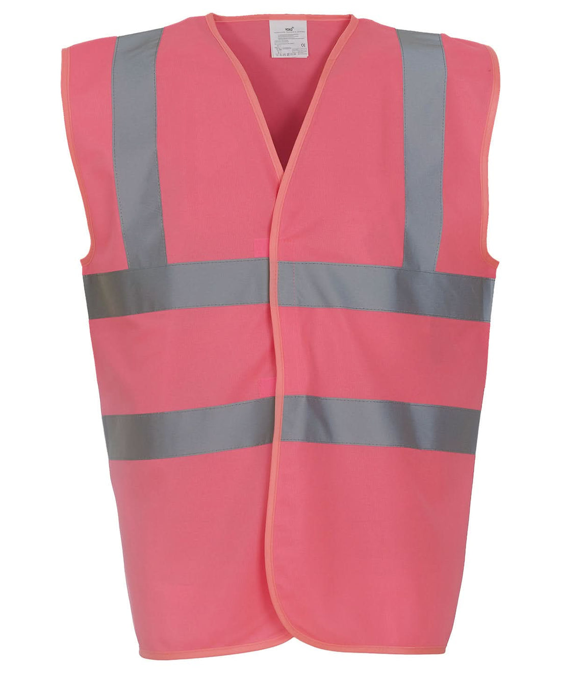 Yoko Hi vis 2 band and braces waistcoat HVW100 Pink YK001 - Pink - Customisable Hi-Vis Vest