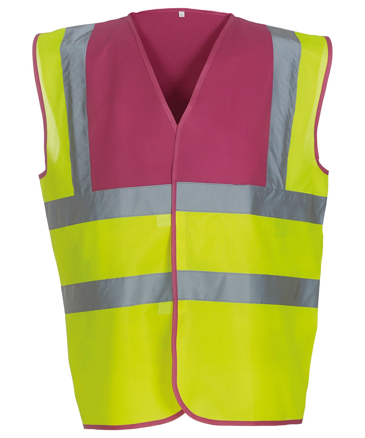 Yoko Hi vis 2 band and braces waistcoat HVW100 Raspberry Yoke Yellow YK001 - Raspberry Yokeyellow - Customisable Hi-Vis Vest