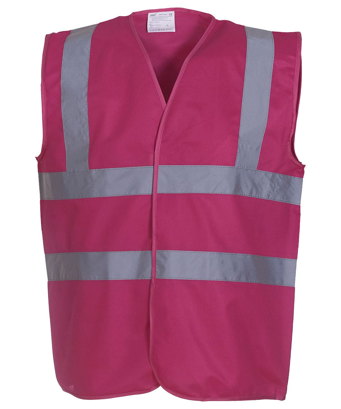 Yoko Hi vis 2 band and braces waistcoat HVW100 Raspberry YK001 - Raspberry - Customisable Hi-Vis Vest