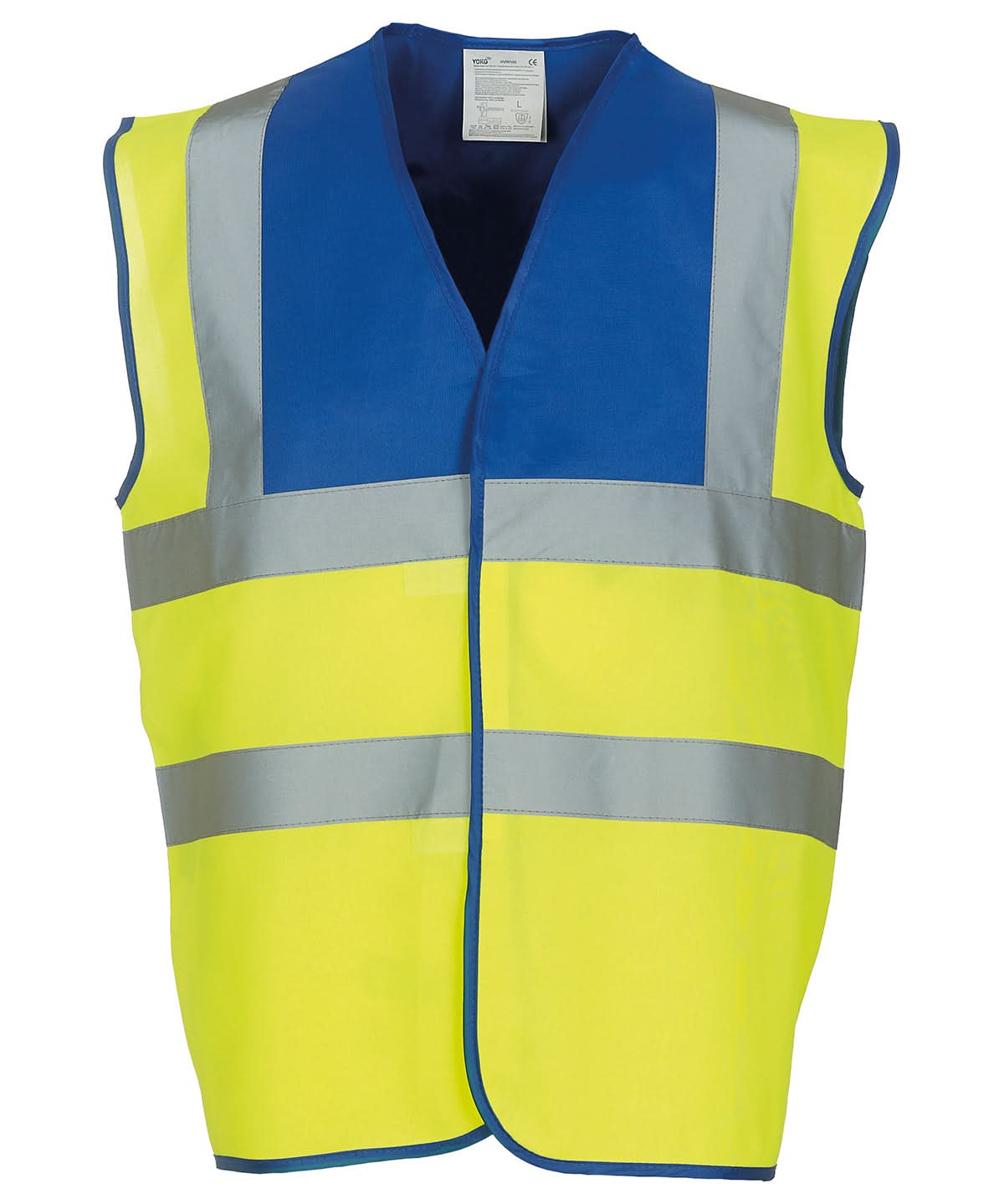 Yoko Hi vis 2 band and braces waistcoat HVW100 Royal Yoke Yellow YK001 - Royal Yokeyellow - Customisable Hi-Vis Vest