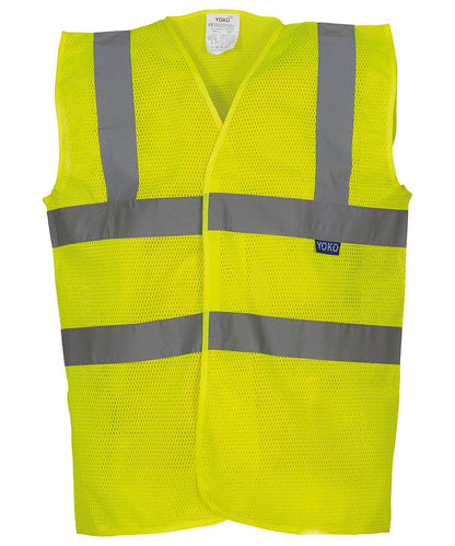 Yoko Top Cool Open Mesh 2 Band And Braces Waistcoat Hvw120 YK006 - Yellow - Customisable Hi-Vis Vest