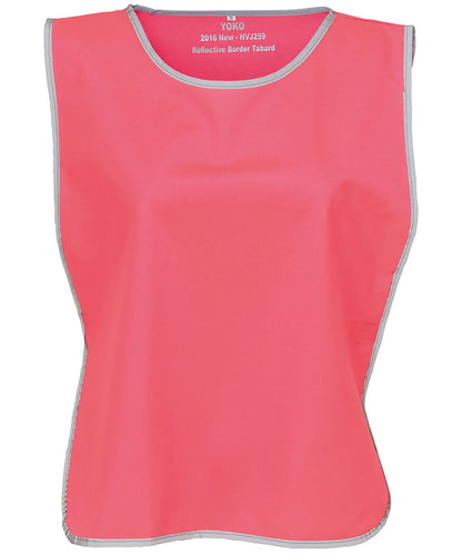 Yoko HV Reflective Border Tabard Hvj259 YK009 - Fluo Pink - Customisable Tabard