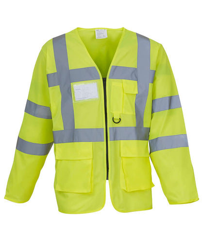Yoko HV Executive Long Sleeve Waistcoat Hvj800 YK014 - Yellow - Customisable Hi-Vis Vest