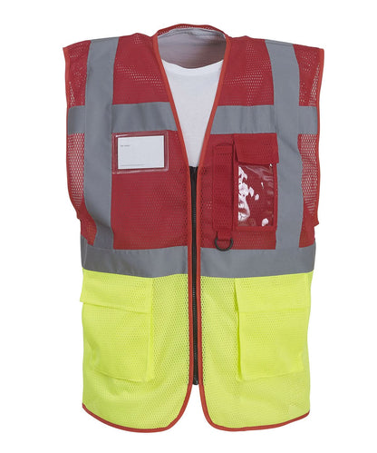 Yoko HV Top Cool Open Mesh Executive Waistcoat Hvw820 YK015 - Red Yellow - Customisable Hi-Vis Vest