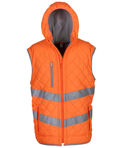 Yoko HV Kensington Hooded Gilet Hv007 YK026 - Orange - Customisable Bodywarmers