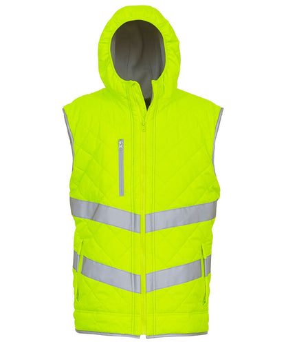 Yoko HV Kensington Hooded Gilet Hv007 YK026 - Yellow - Customisable Bodywarmers