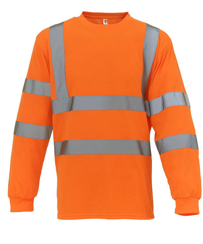 Yoko HV Long Sleeve T Shirt HVJ420 YK033 - Orange - Customisable Hi-Vis T-Shirts
