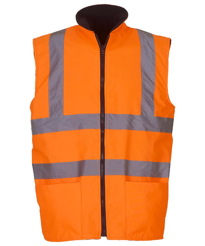 Yoko HV Reversible Fleece Bodywarmer Hv008F YK041 - Orange - Customisable Bodywarmers