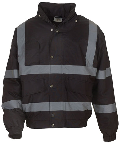 Yoko Hi-Vis Classic Bomber Jacket HVP211 (YK043) - Black - Customisable Jacket