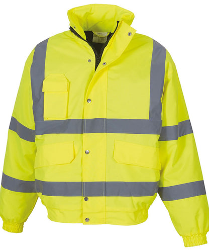 Yoko Hi-Vis Classic Bomber Jacket HVP211 (YK043) - Yellow - Customisable Jacket