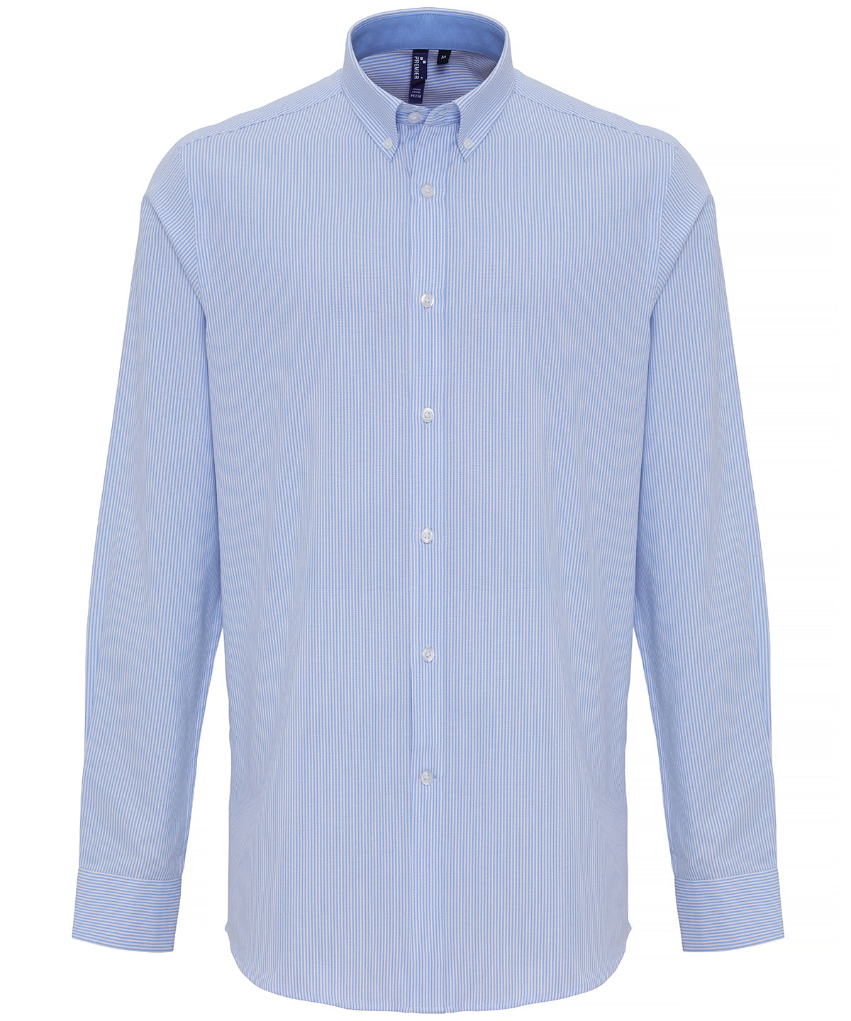 Cotton-rich Oxford stripes shirt - PR238 - White Light Blue - Customisable Shirts