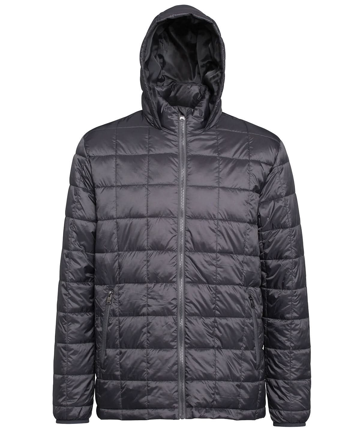 2786 Box quilt hooded jacket TS025 - Steel - Customisable Jacket