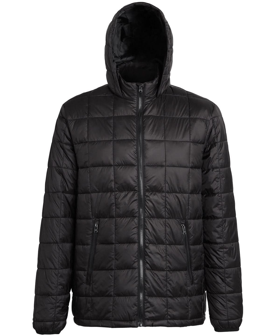 Box quilt hooded jacket - TS025 - Black - Customisable Jacket