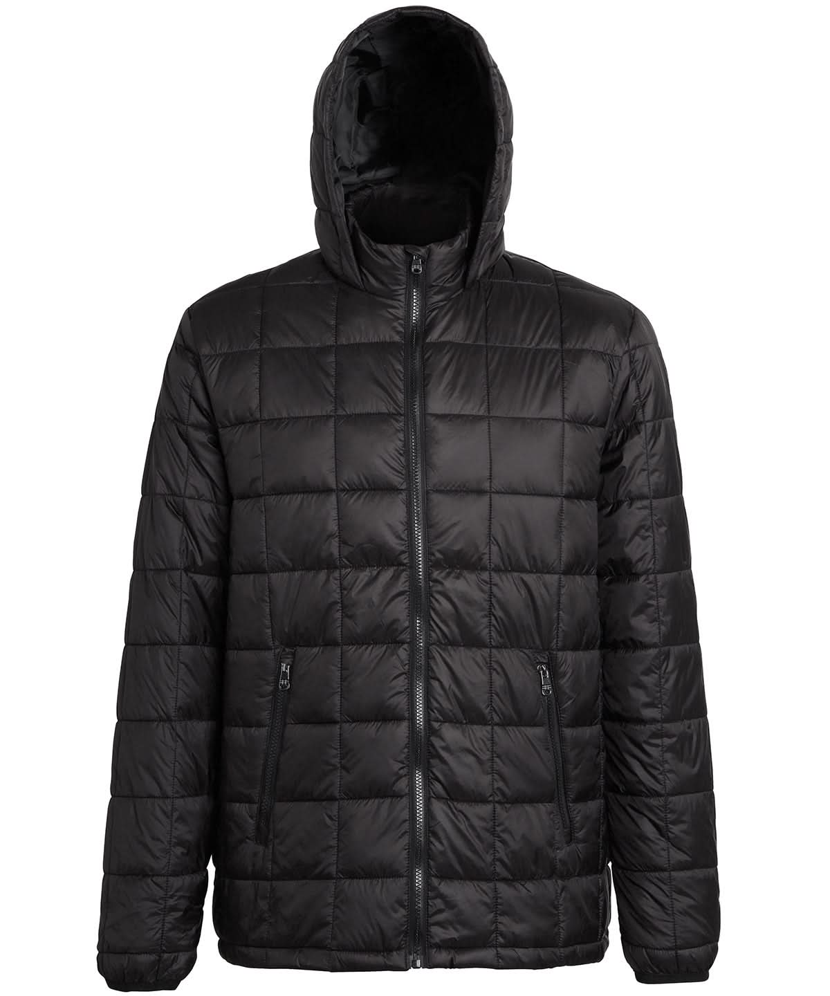 2786 Box quilt hooded jacket TS025 - Black - Customisable Jacket