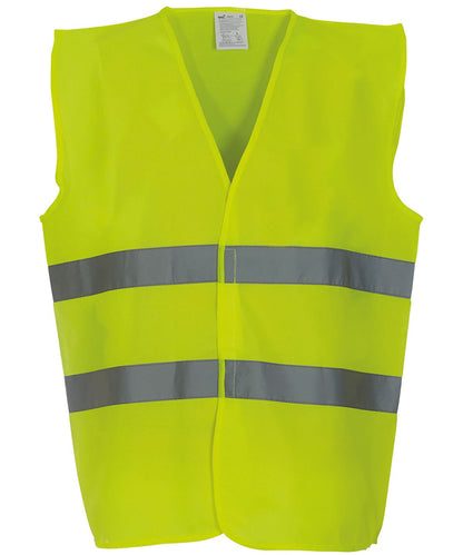 Yoko HV 2 Band Waistcoat Hvw102 YK003 - Yellow - Customisable Hi-Vis Vest