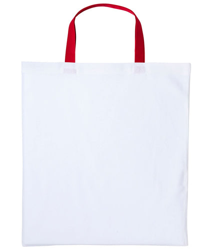 Nutshell Varsity cotton shopper short handle RL130 - White Red One size - Customisable Bags