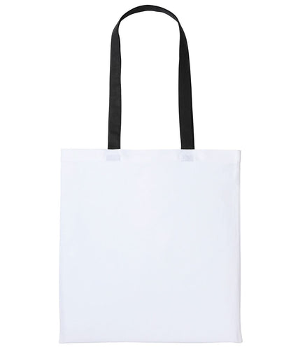 Nutshell Varsity cotton shopper long handle RL150 - White Black One size - Customisable Bags