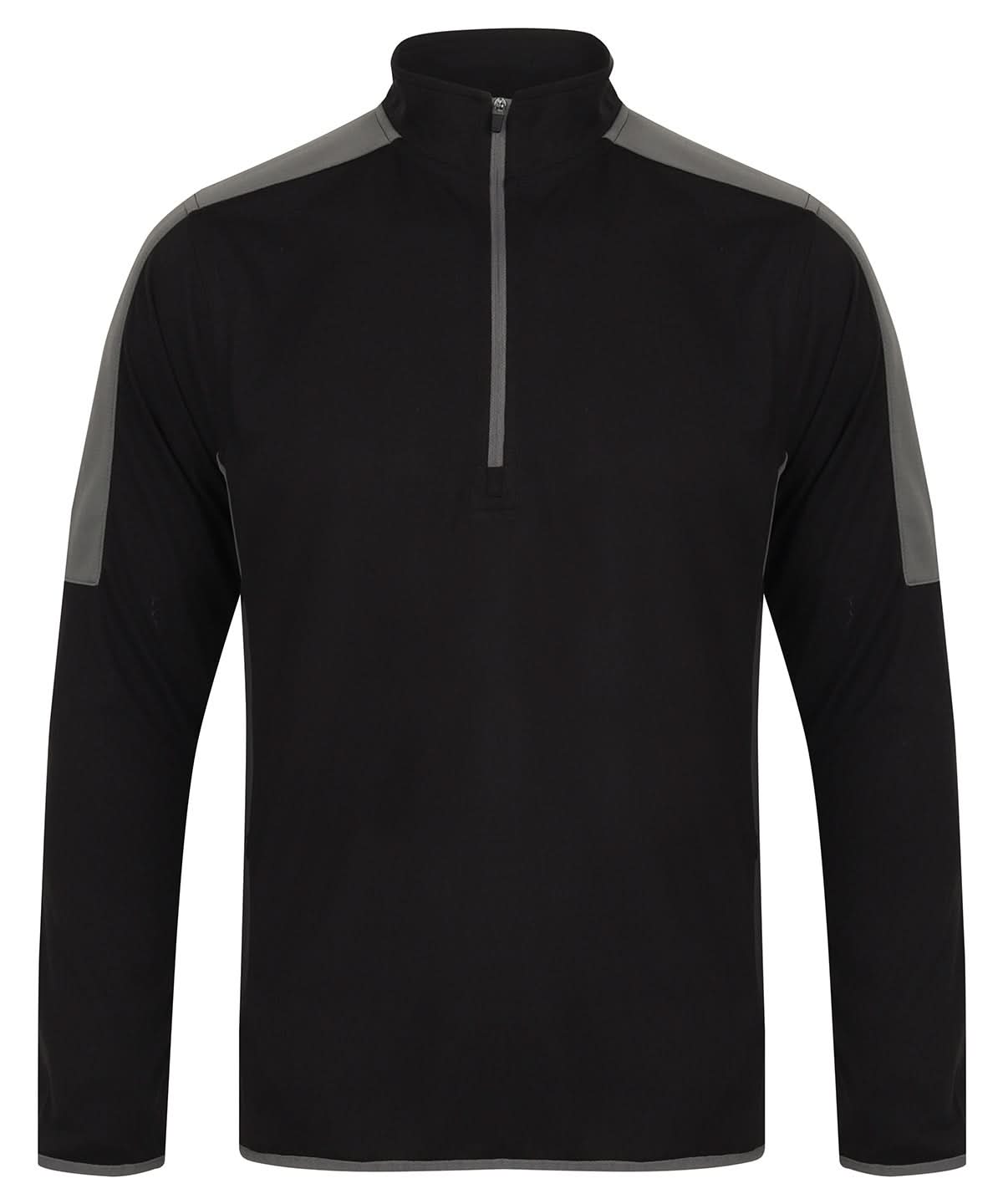 Finden &amp; Hales Finden Hales zip mid layer with contrast panelling LV571 - Black Gunmetal Grey - Customisable Sports Overtops