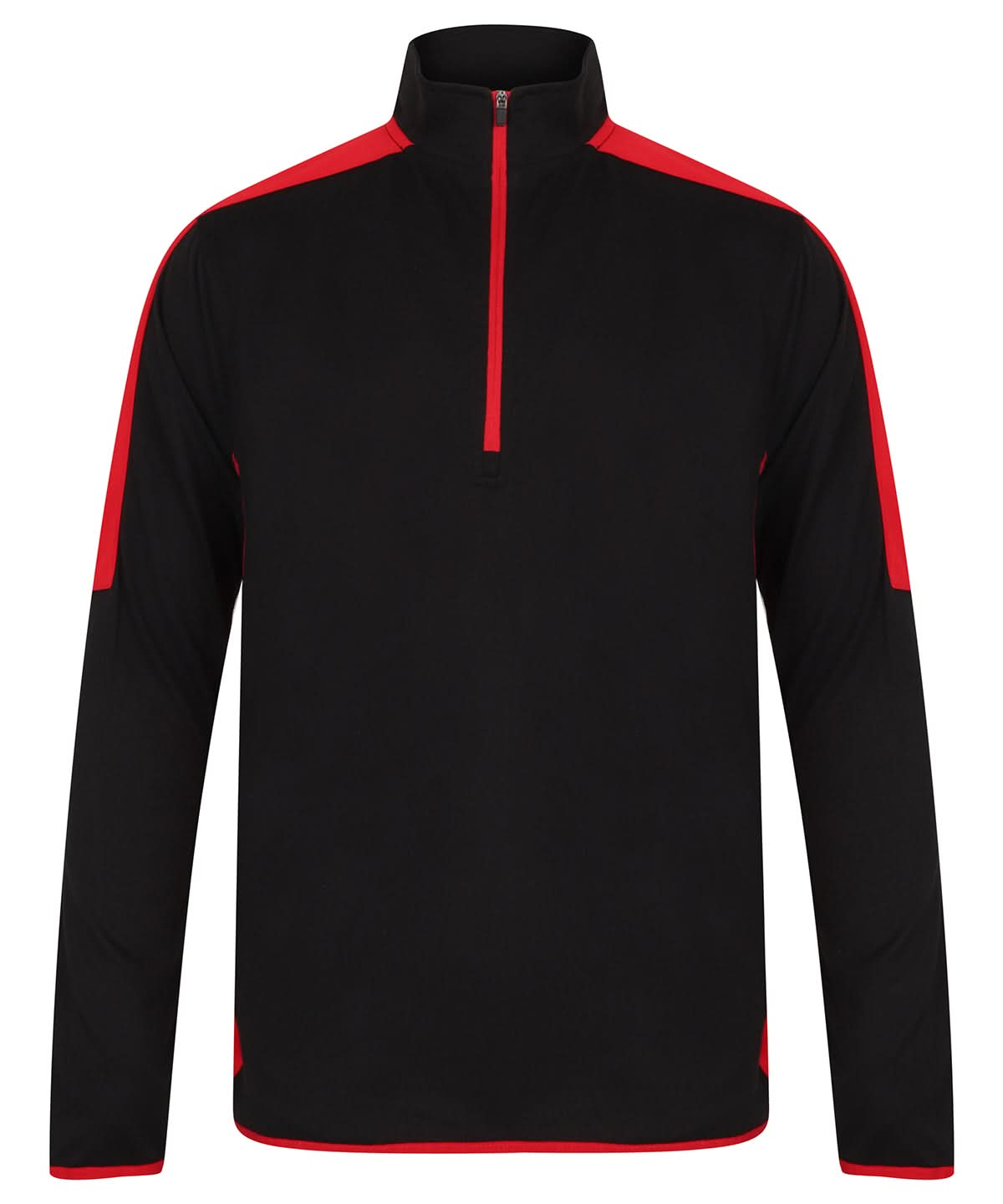 Finden &amp; Hales Finden Hales zip mid layer with contrast panelling LV571 - Black Red - Customisable Sports Overtops
