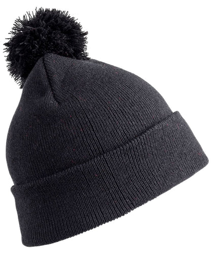 Result Winter Essentials Pom pom beanie RC28X - Black One size - Customisable Beanies