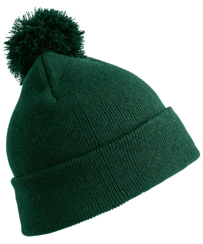Result Winter Essentials Pom pom beanie RC28X - Bottle Green One size - Customisable Beanies