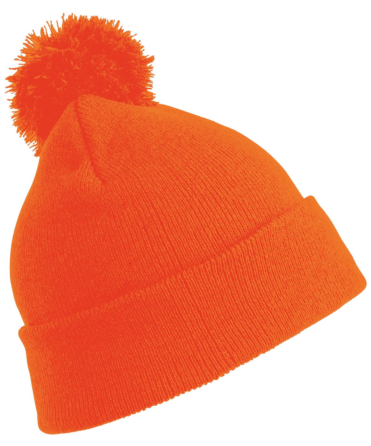 Result Winter Essentials Pom pom beanie RC28X - Flo Orange One size - Customisable Beanies