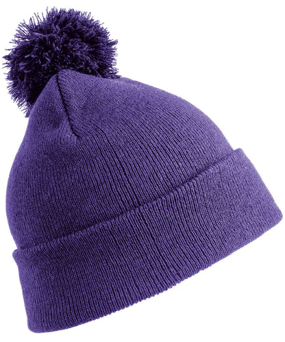 Result Winter Essentials Pom pom beanie RC28X - Purple One size - Customisable Beanies
