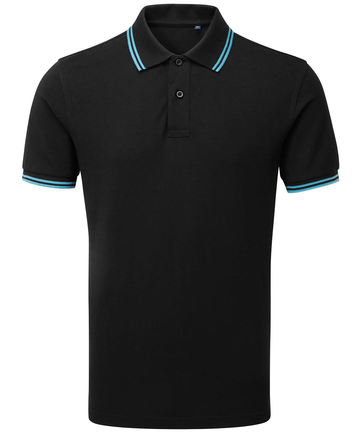 Asquith &amp; Fox Mens classic fit tipped polo AQ011 - Black Turquoise - Customisable Polos