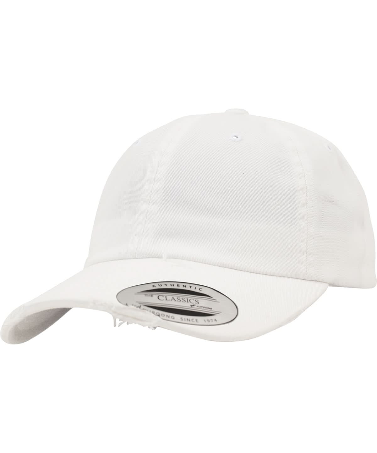 Flexfit By Yupoong Low Profile Destroyed Cap 6245Dc YP095 - White One size - Customisable Caps
