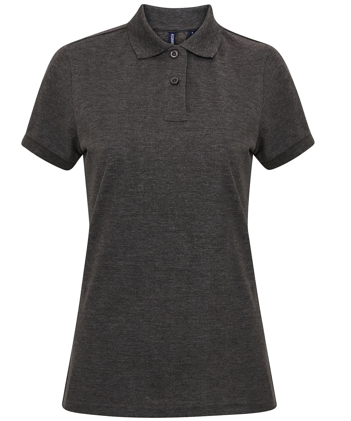 Asquith &amp; Fox Womens polycotton blend polo AQ025 - Charcoal XL - Customisable Polos
