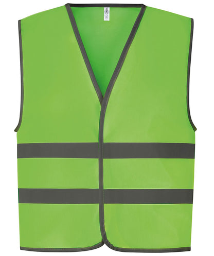 Yoko HV Reflective Border Kids Waistcoat Hvw102Ch YK102 - Lime - Customisable Hi-Vis Vest
