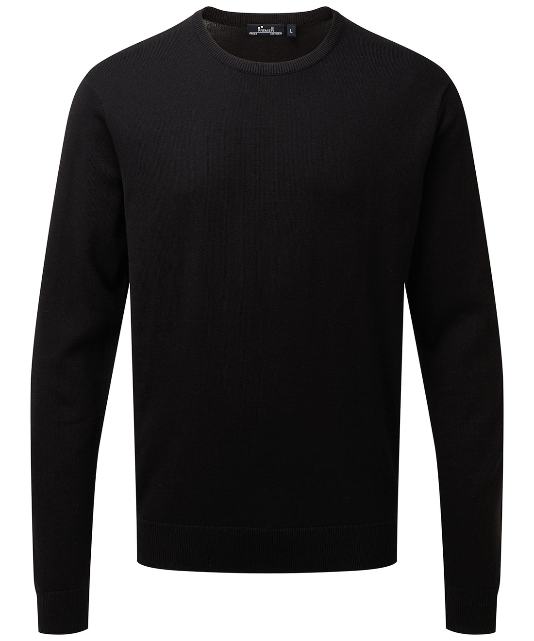 Crew neck cotton-rich knitted sweater - PR692 - Black - Customisable Knitted Jumpers