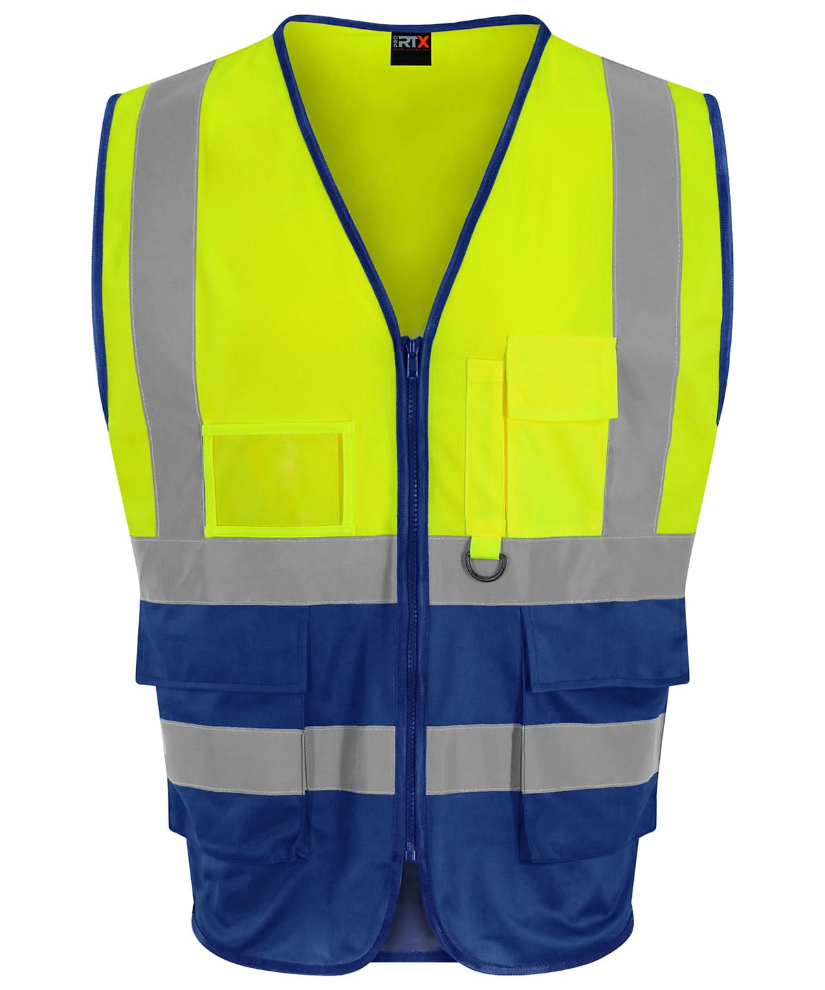 ProRTX High Visibility Executive waistcoat RX705 - HV Yellow Royal Blue - Customisable Hi-Vis Vest